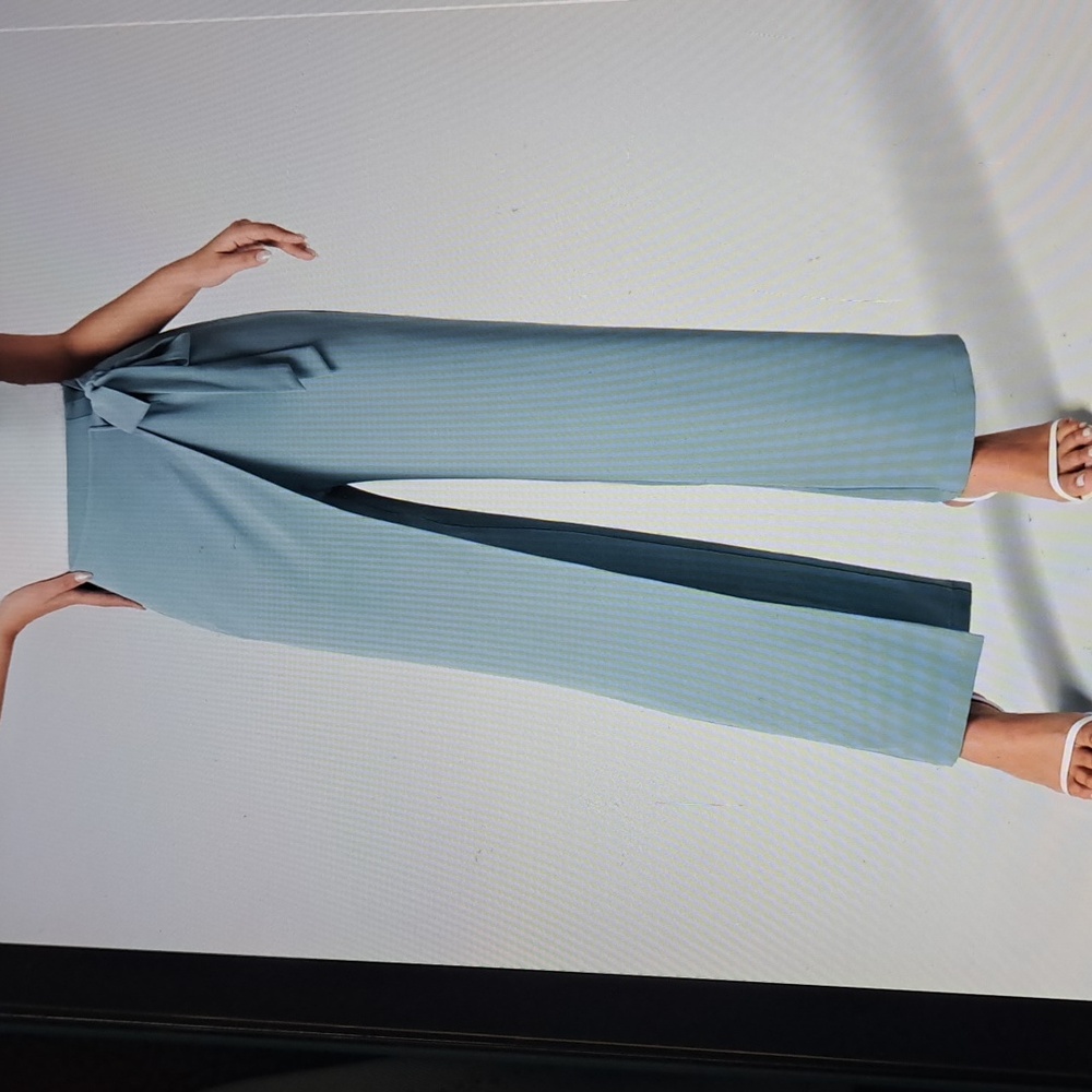 HALARA Dusty Blue Wrap-Front Wide Leg Pants